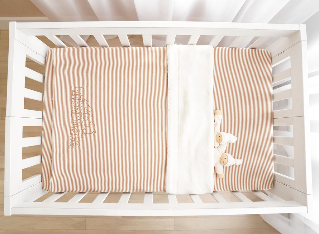 Striped - Portable Mini-Crib Beige